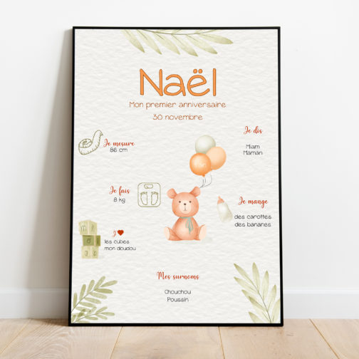 Affiche personnalisé "Mon premier anniversaire"