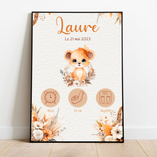 Affiche naissance personnalisé bohème