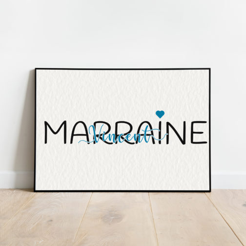 Cadre marraine personnalisée avec le prénom de votre enfant