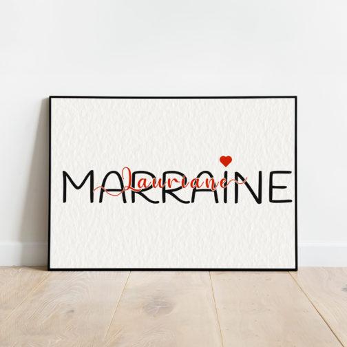 Cadre marraine personnalisée avec le prénom de votre enfant