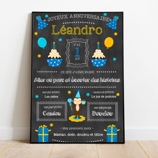 Chalkboard personnalisé pour le premier anniversaire de votre enfant