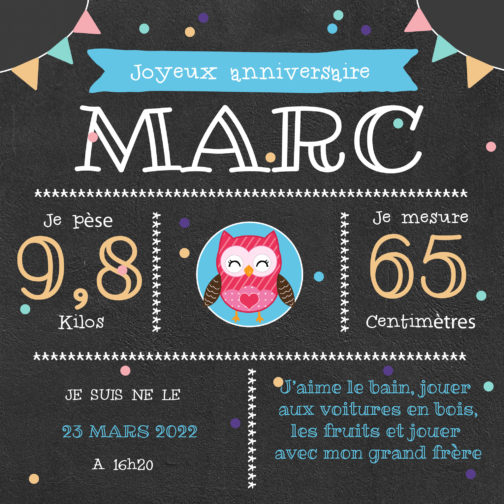 Chalkboard personnalisé pour le premier anniversaire de votre enfant