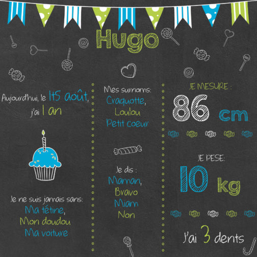 Chalkboard personnalisé pour le premier anniversaire de votre enfant