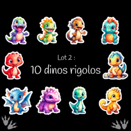 Lot 2 dinos rigolos: des stickers amusants pour vos enfants
